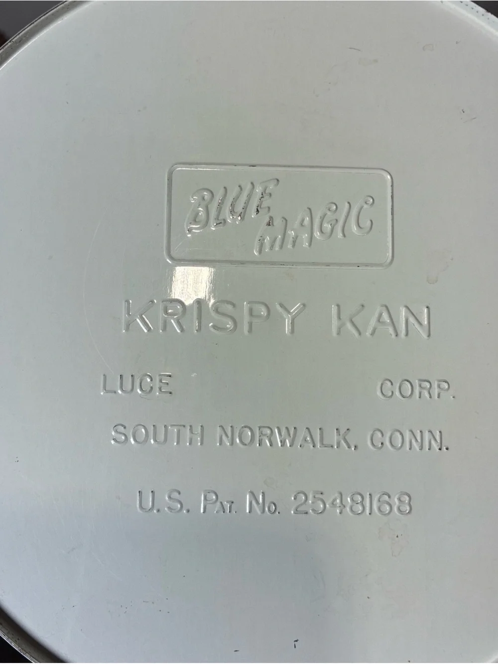 Vintage Teal Blue Krispy Kan Cracker/ Chip Tin With Magic Dri Knob Collectible